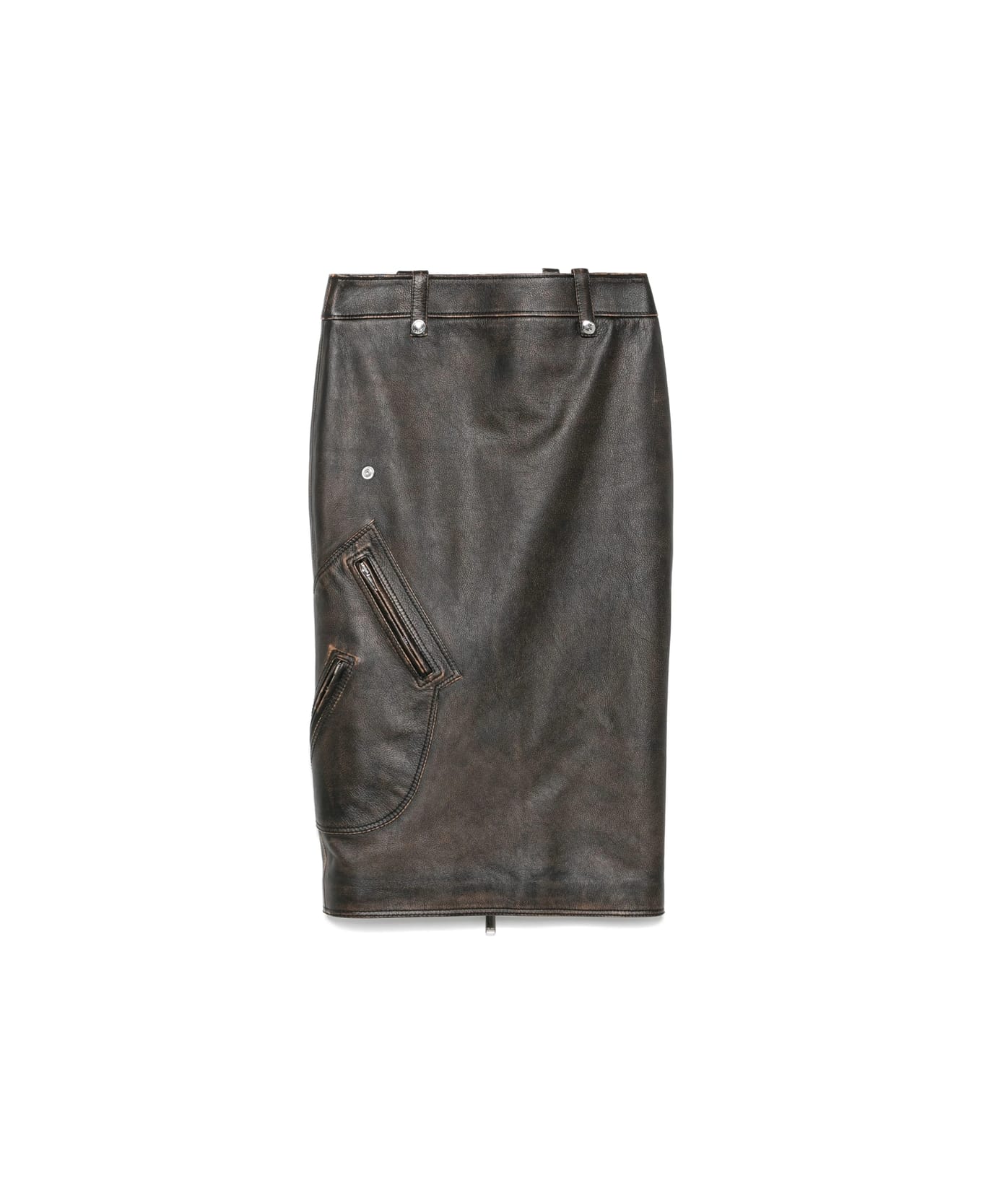Alexander McQueen Leather Skirt - BROWN/BLACK