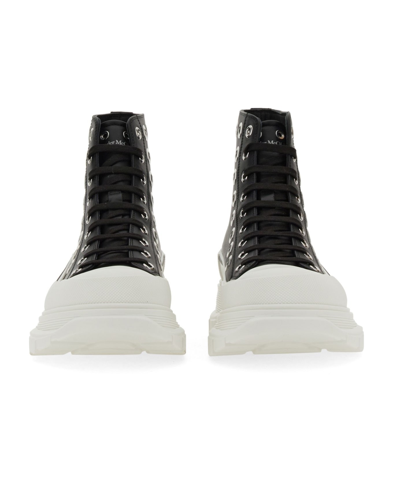 Alexander McQueen Joey Sneaker With Eyelets - Blk Of Wh Blk Sil
