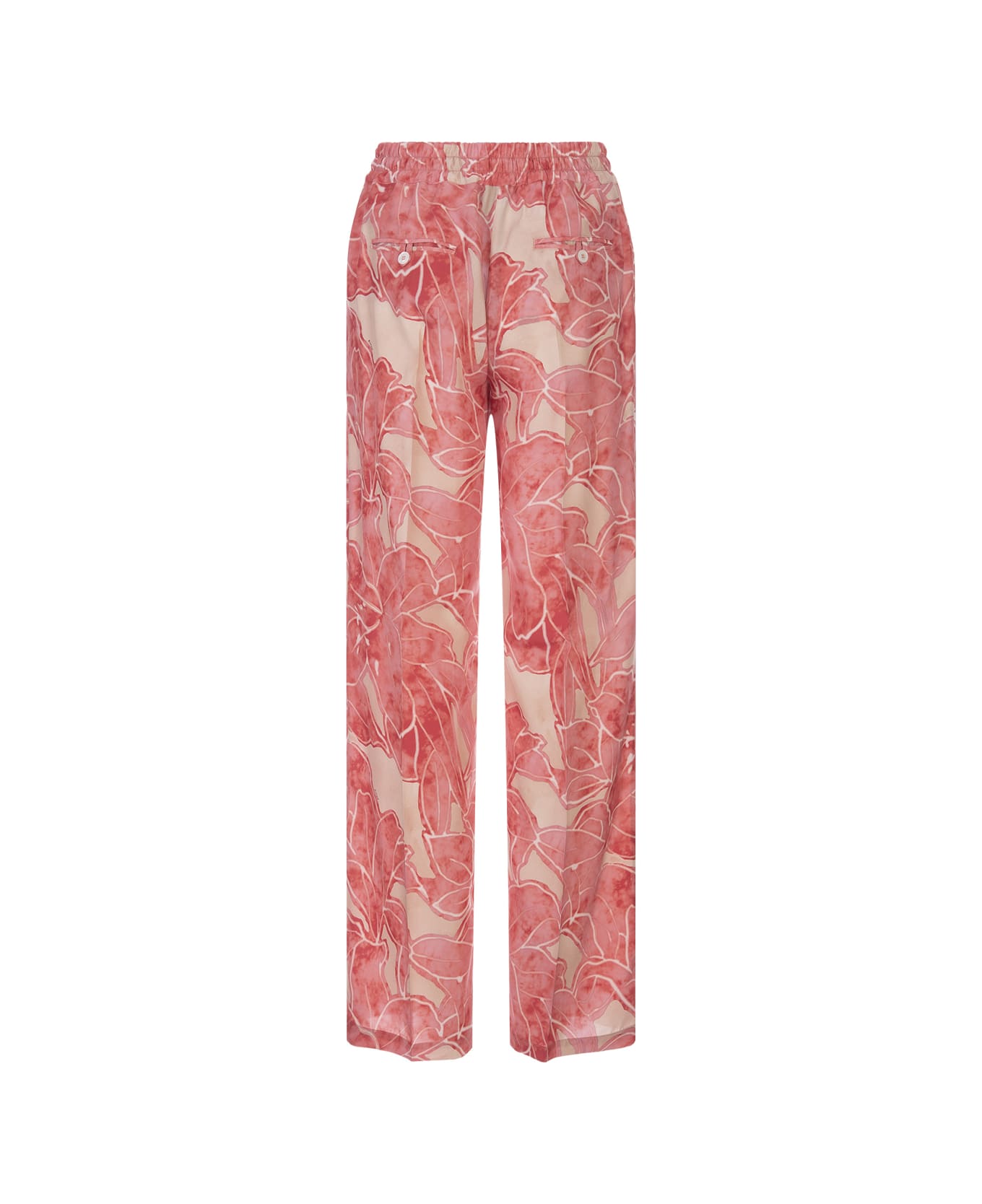 Kiton Printed Silk Drawstring Trousers In Pink - Pink
