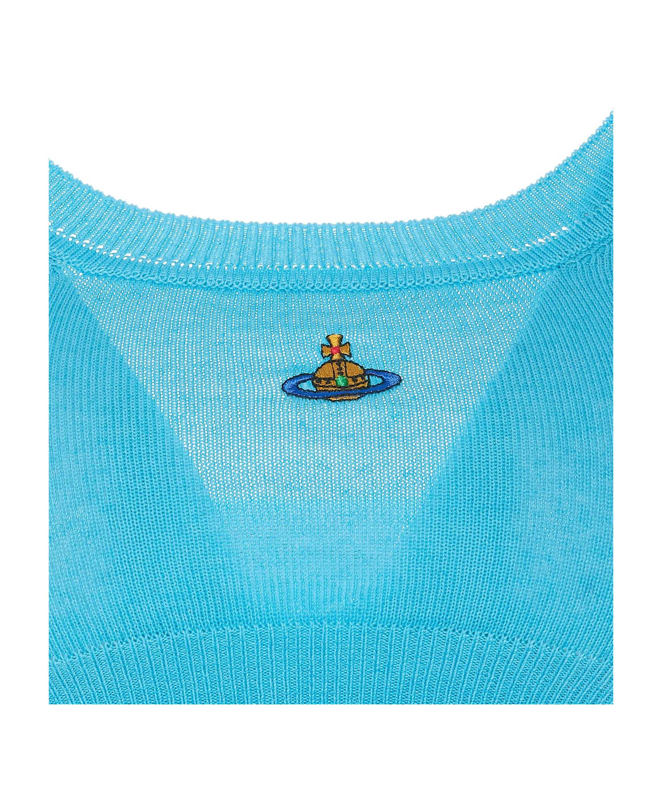 Vivienne Westwood Orb Embroidered Knit Cropped Top - AZURE