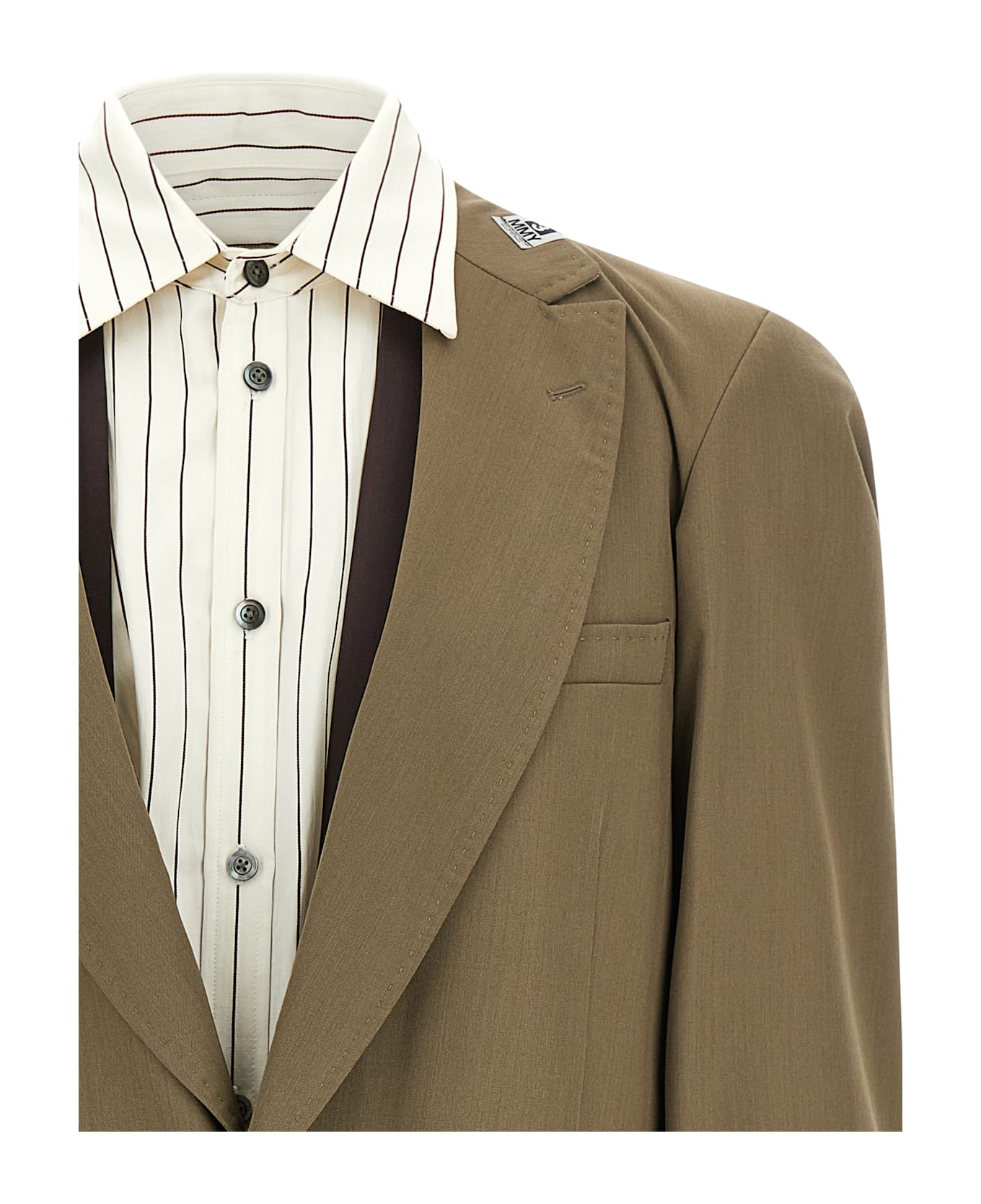 Mihara Yasuhiro 'mix Layered Wool Gabardine' Blazer - Green