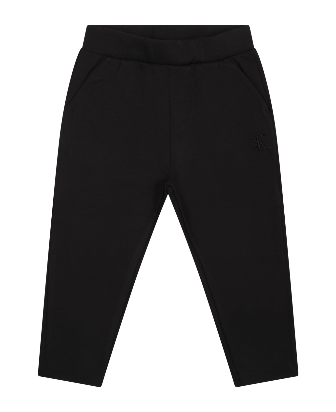 Calvin Klein Black Trousers For Baby Boy With Logo - Black
