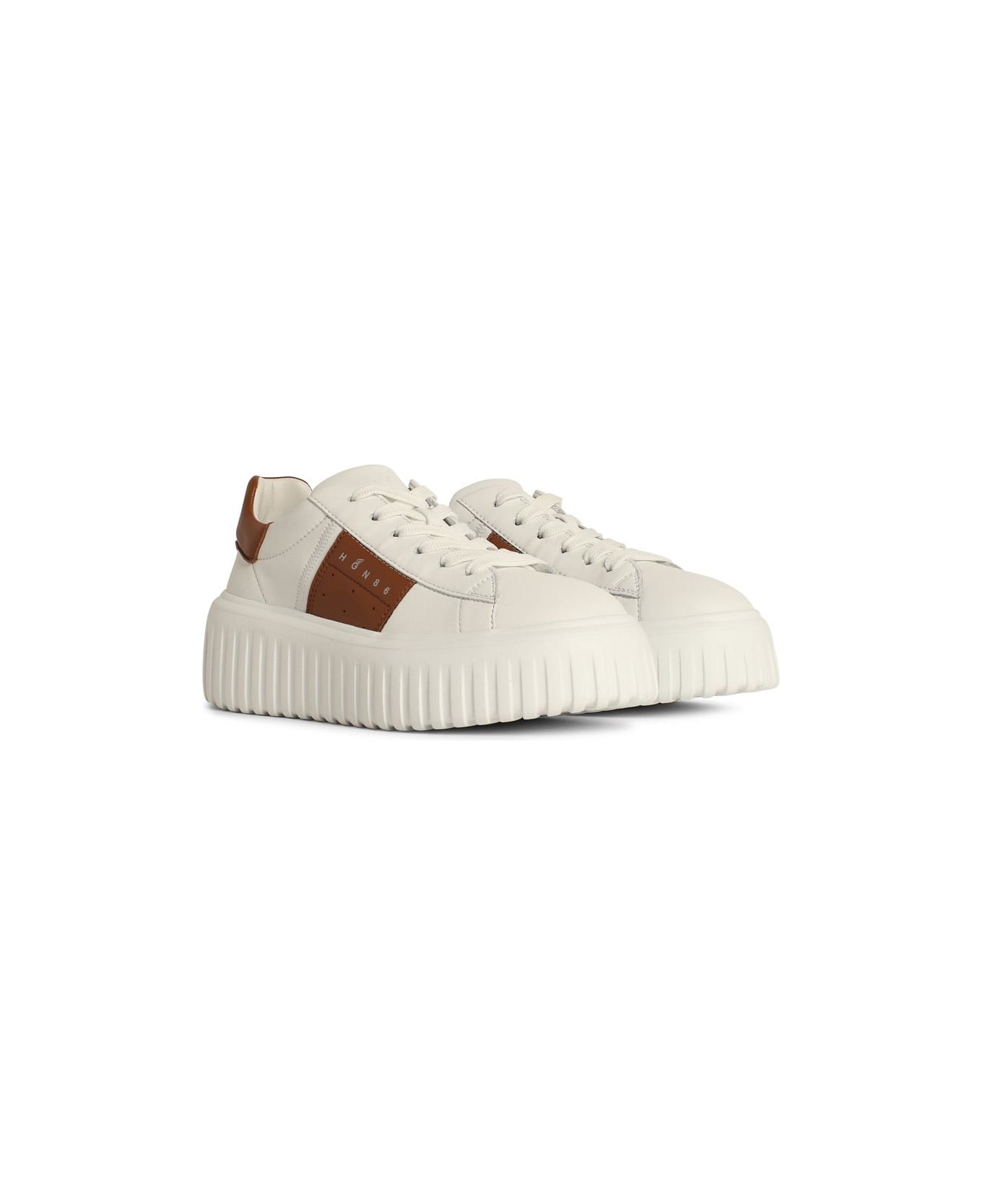 Hogan 'h Stripes' Ivory Leather Sneakers - Leather