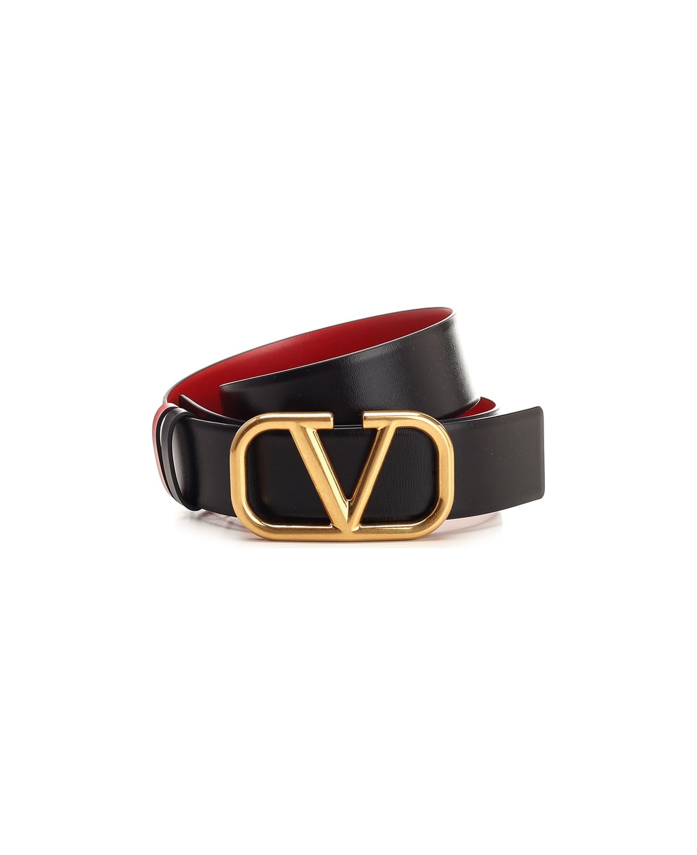 Valentino Garavani 'v Logo' Reversible Belt - Nero-rouge Pur