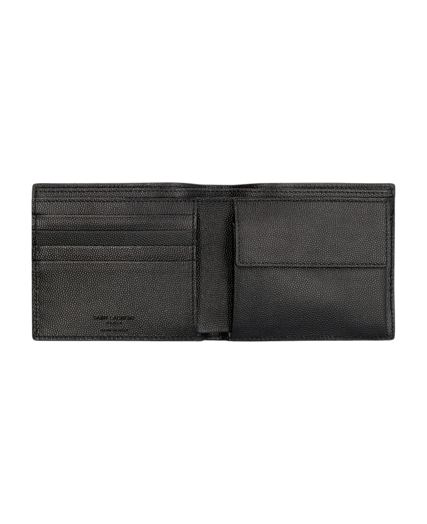 Saint Laurent Wallet In Leather With Coin Purse - Black