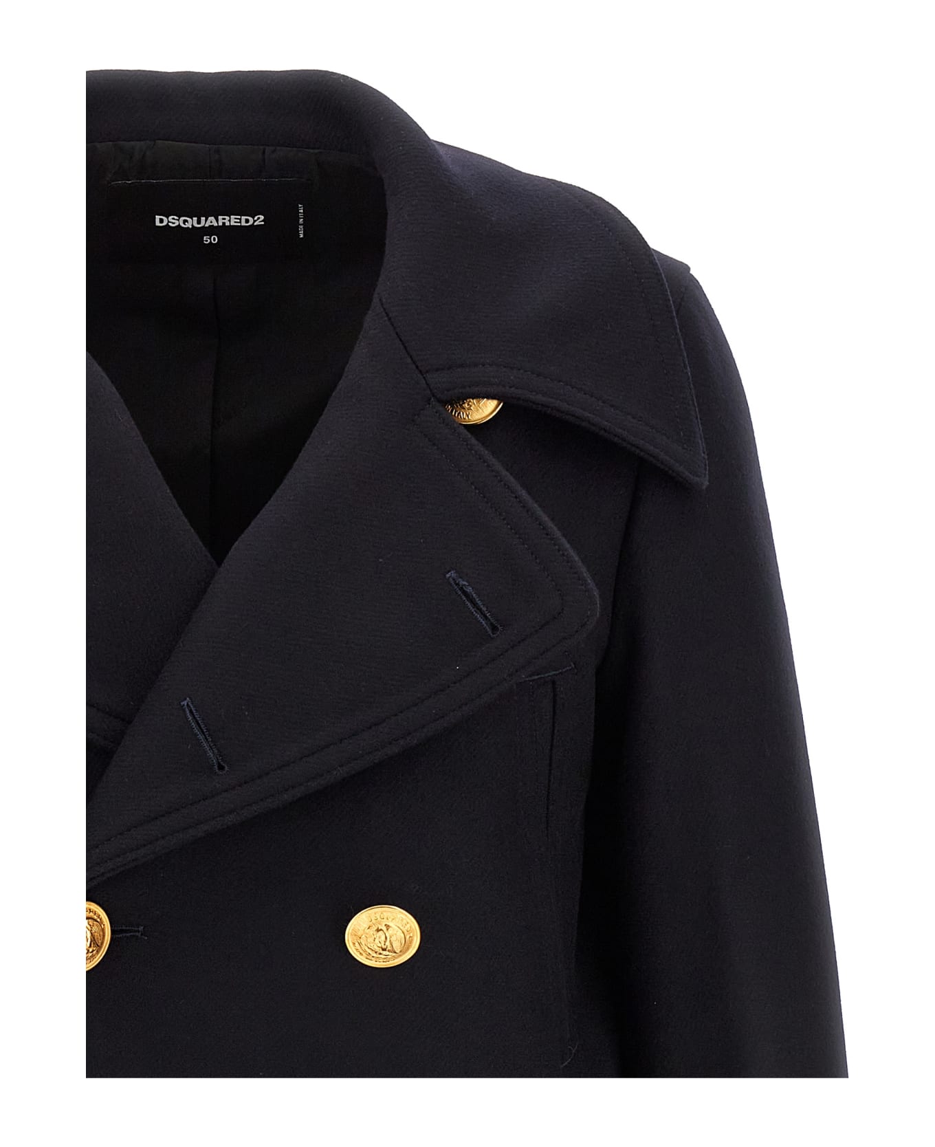 Dsquared2 Double Breasted Wool Coat - Blue