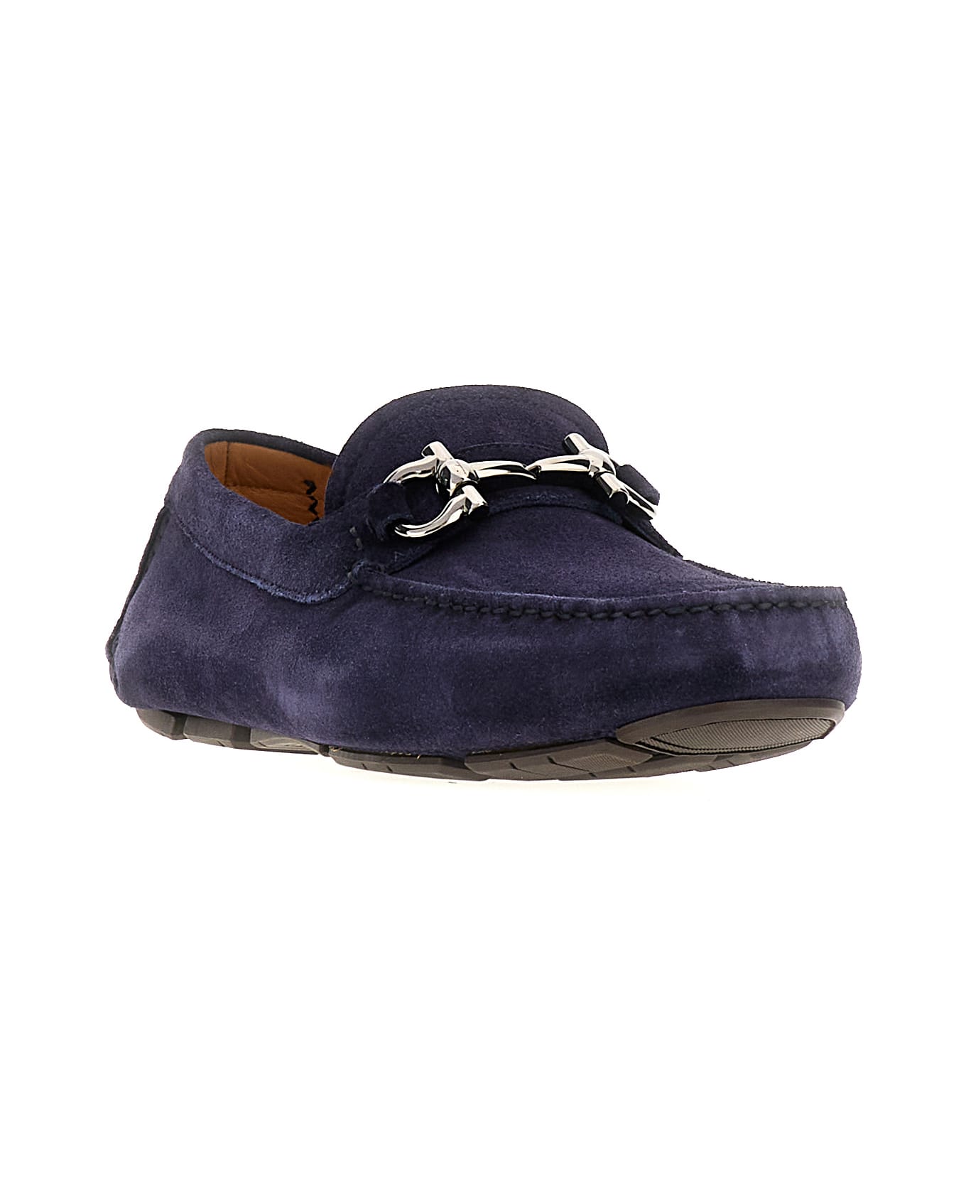 Ferragamo Navy Blue Suede Loafers - 056