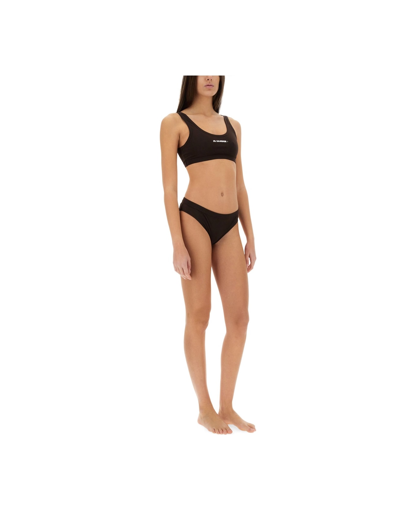 Jil Sander Logo Bikini Top - BROWN
