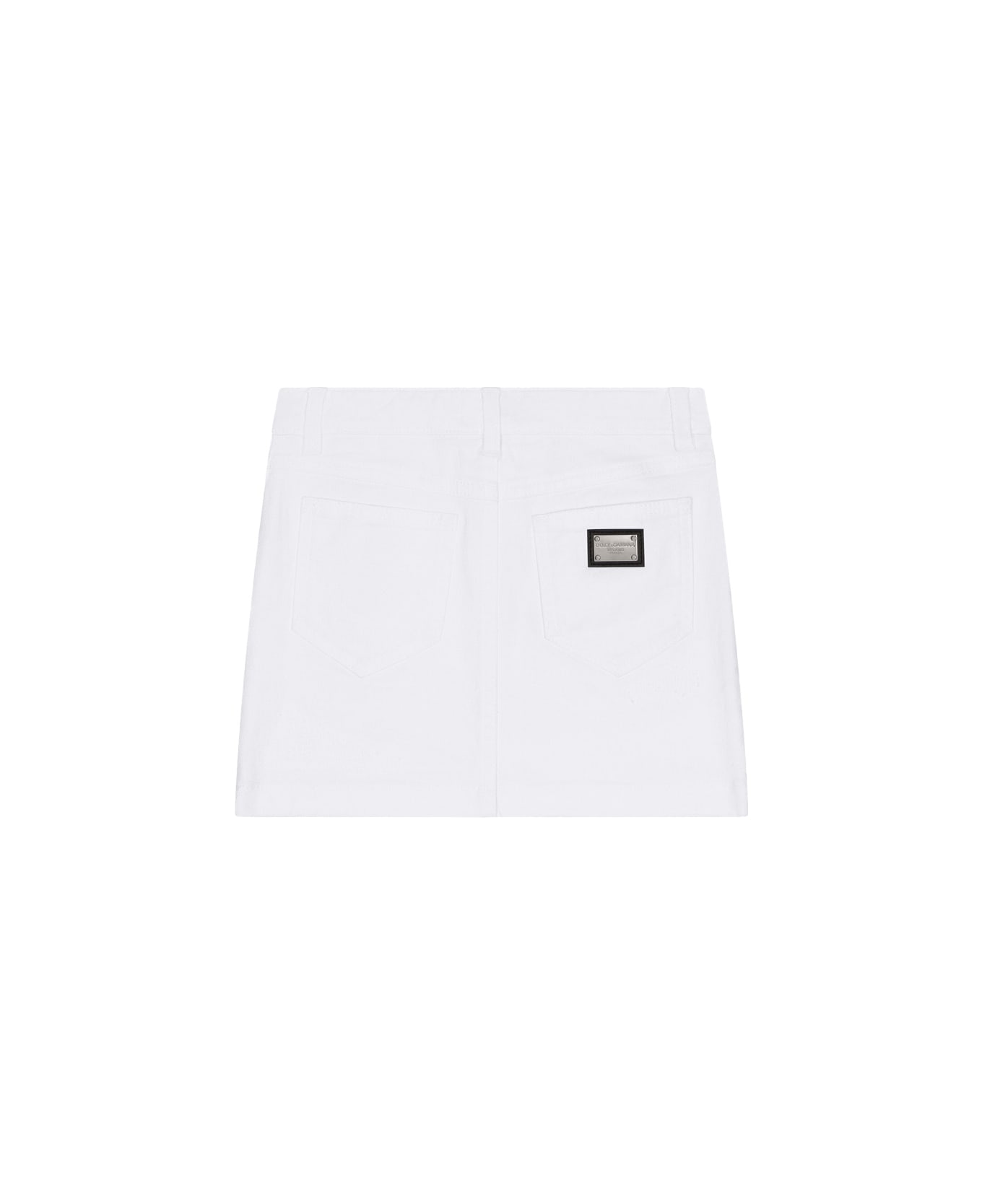 Dolce & Gabbana 5 Pocket White Denim Skirt With Tears - White