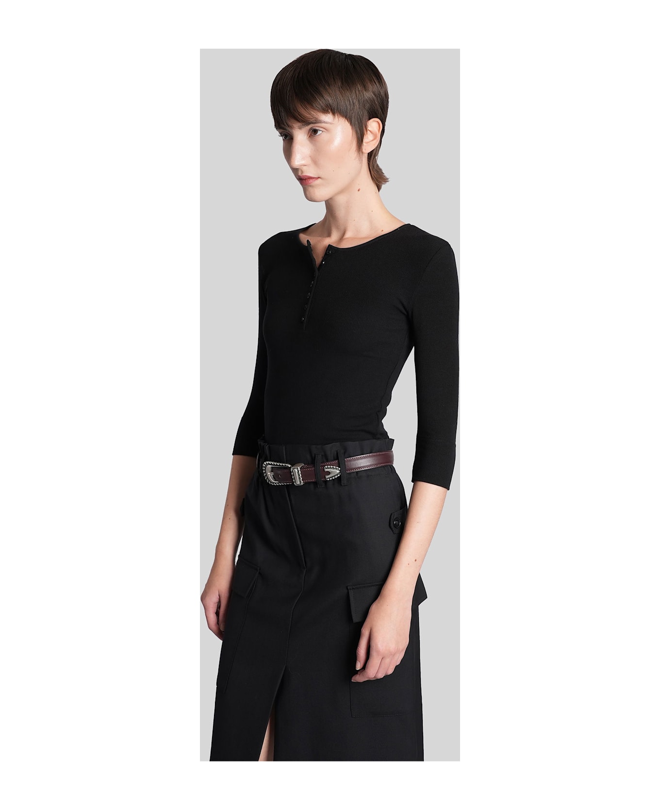 IRO Rosaria T-shirt In Black Wool And Polyester - black