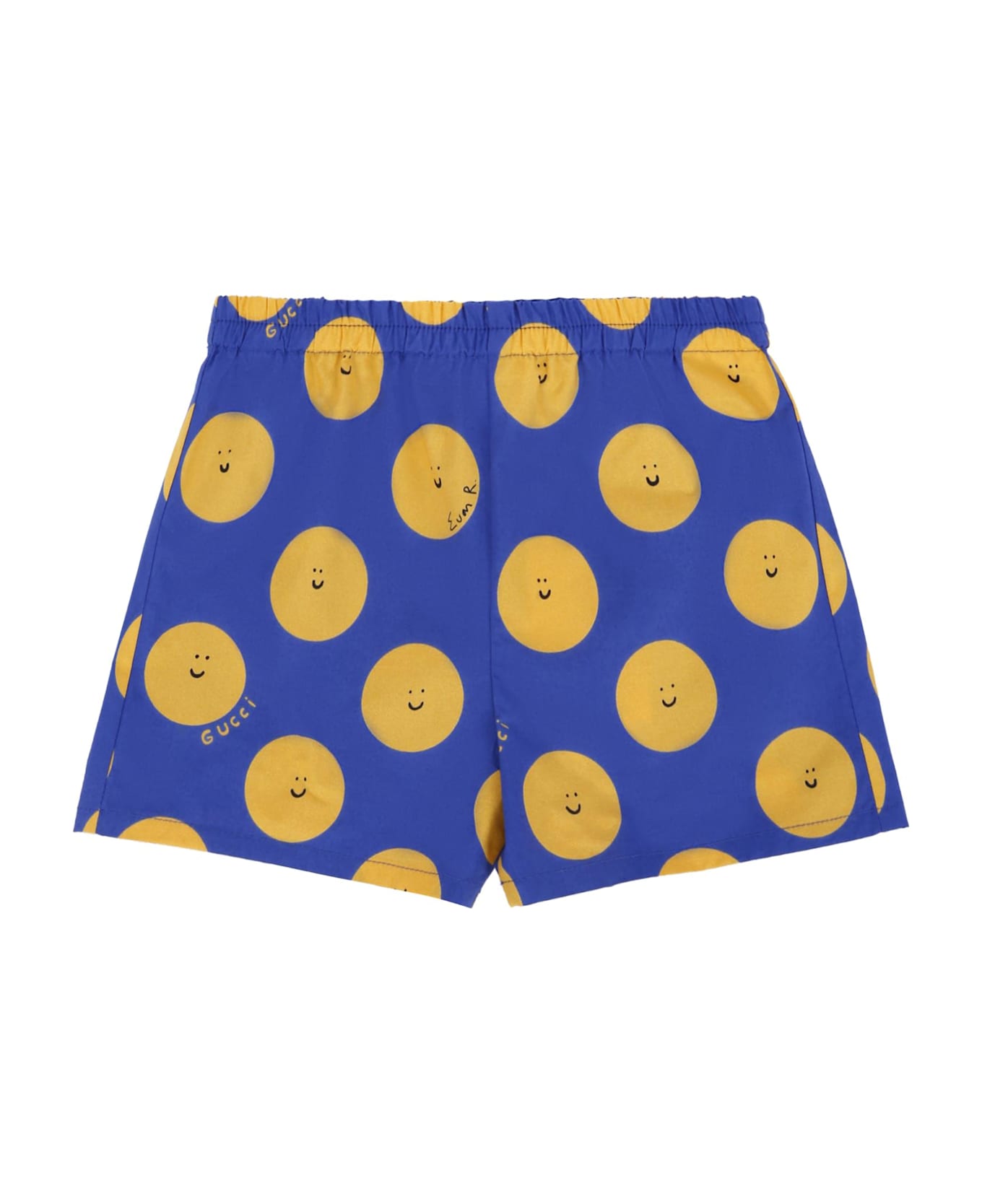 Gucci Blue Shorts For Baby Boy With Sun - Blue
