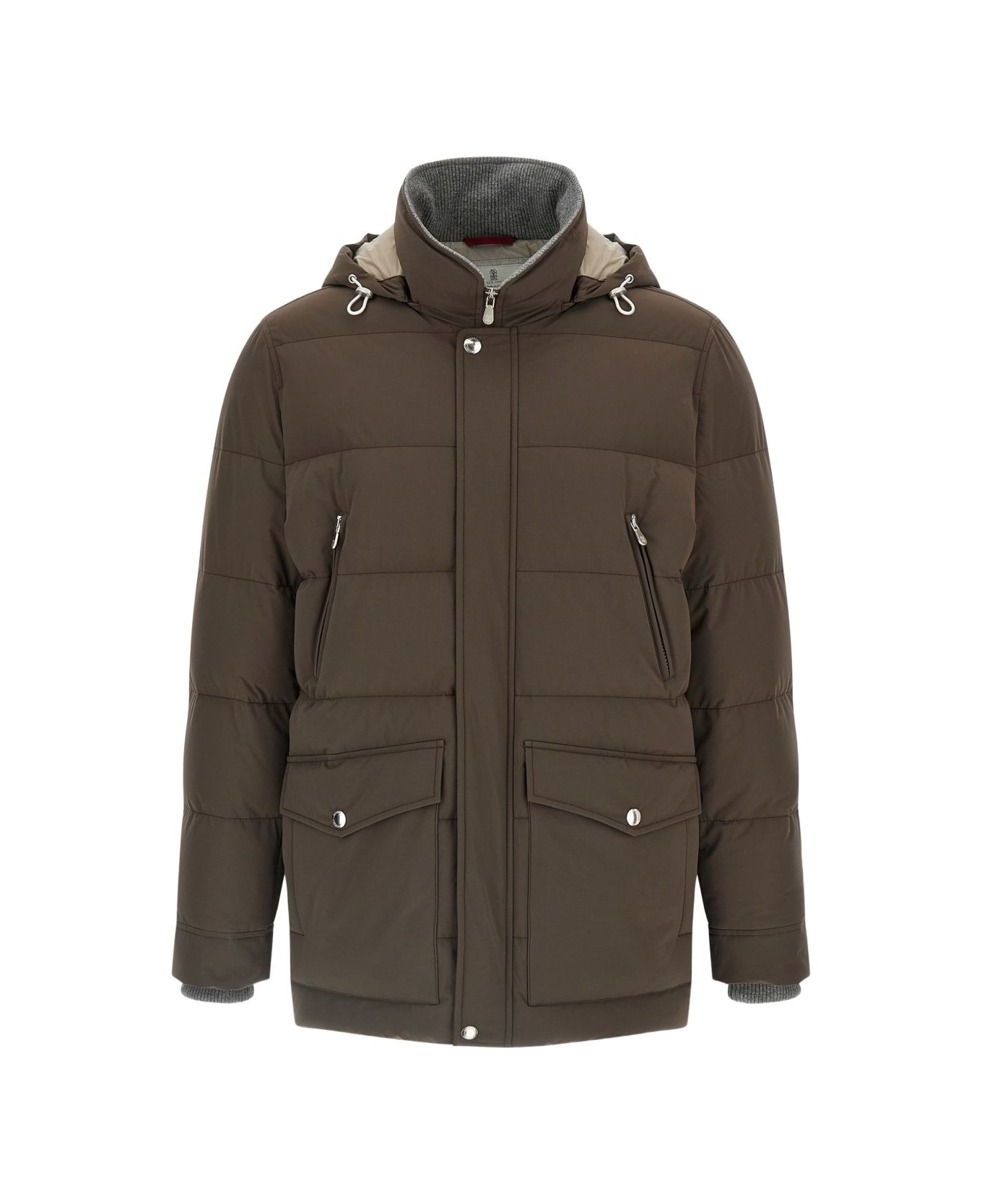 Brunello Cucinelli Brown Ribbed Padded Down Jacket - Brown