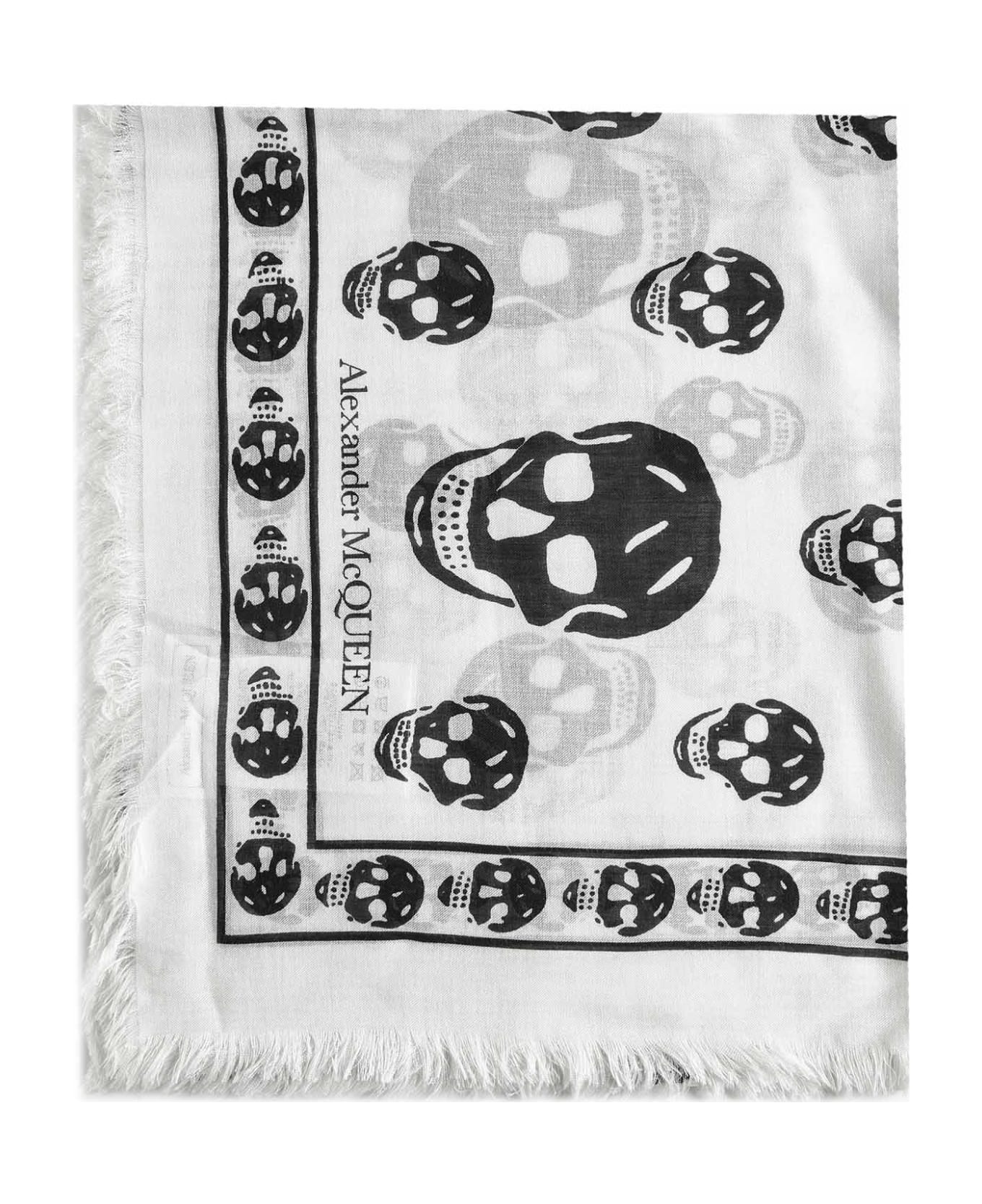 Alexander McQueen Skull Print Scarf - Ivory black スカーフ