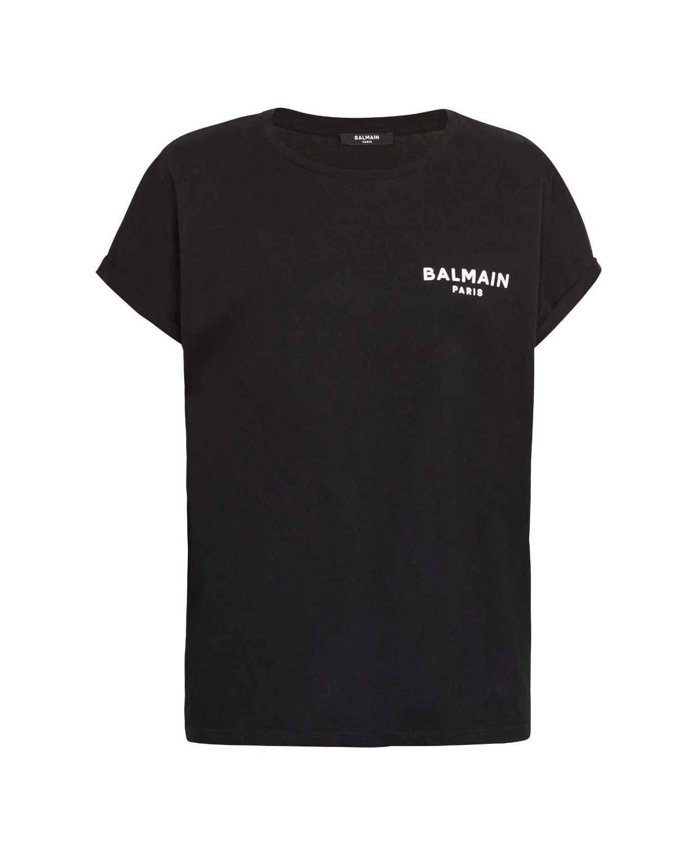 Balmain Flock Detail T-shirt - Eab Noir Blanc Tシャツ
