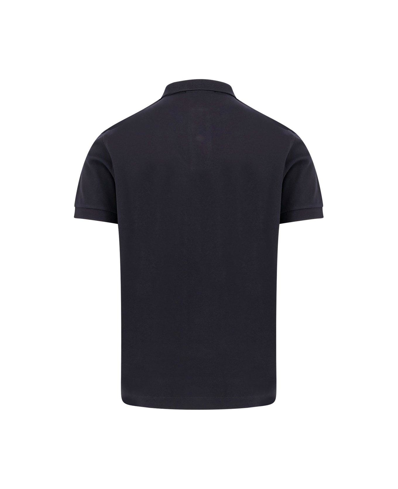 Stone Island Logo Patch Short-sleeved Polo Shirt - BLACK