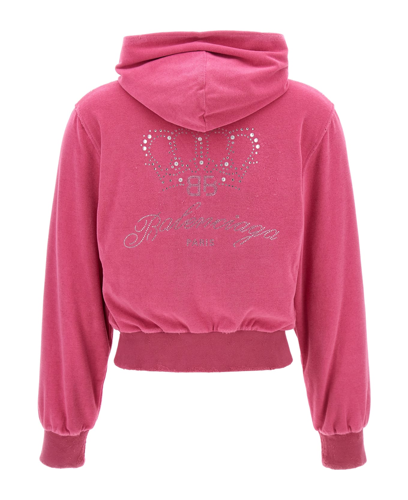 Balenciaga Rhinestone Logo Hoodie - Fuchsia