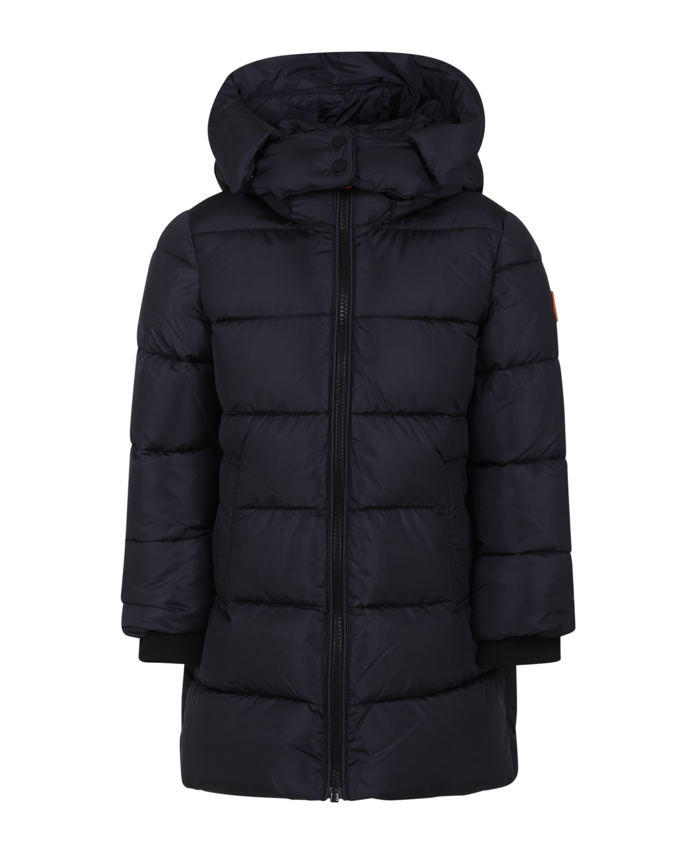 Save the Duck Black Down Jacket For Girl With Logo - Black コート＆ジャケット