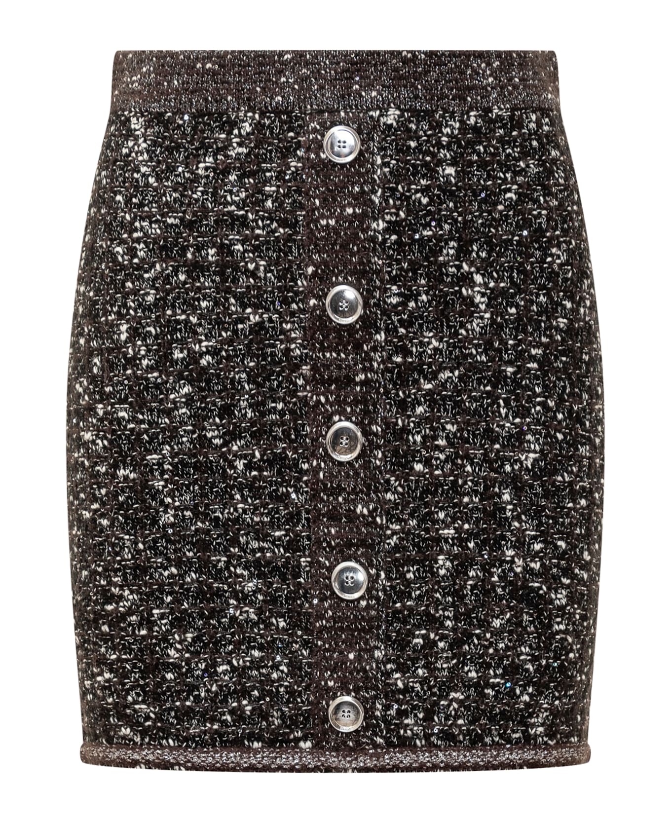 Pinko Vinacciolo Button Detailed Mini Skirt - NERO/MARRONE/BIANCO