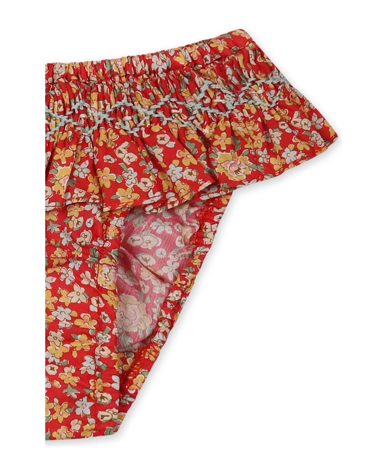 Bonpoint Red Slip For Baby Girl With Floral Print - Red