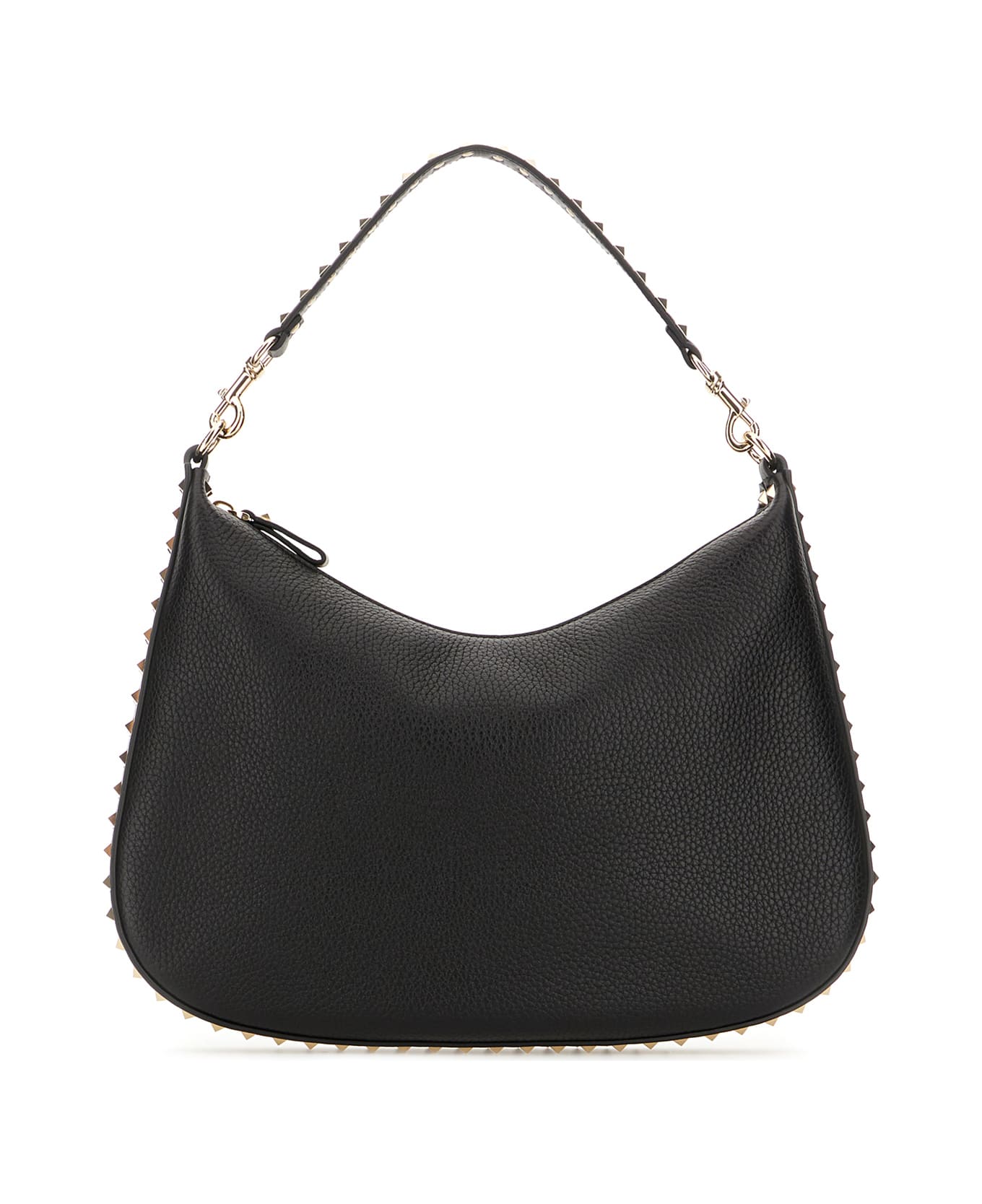 Valentino Garavani Black Leather Hobo Rockstud Shoulder Bag - Nero