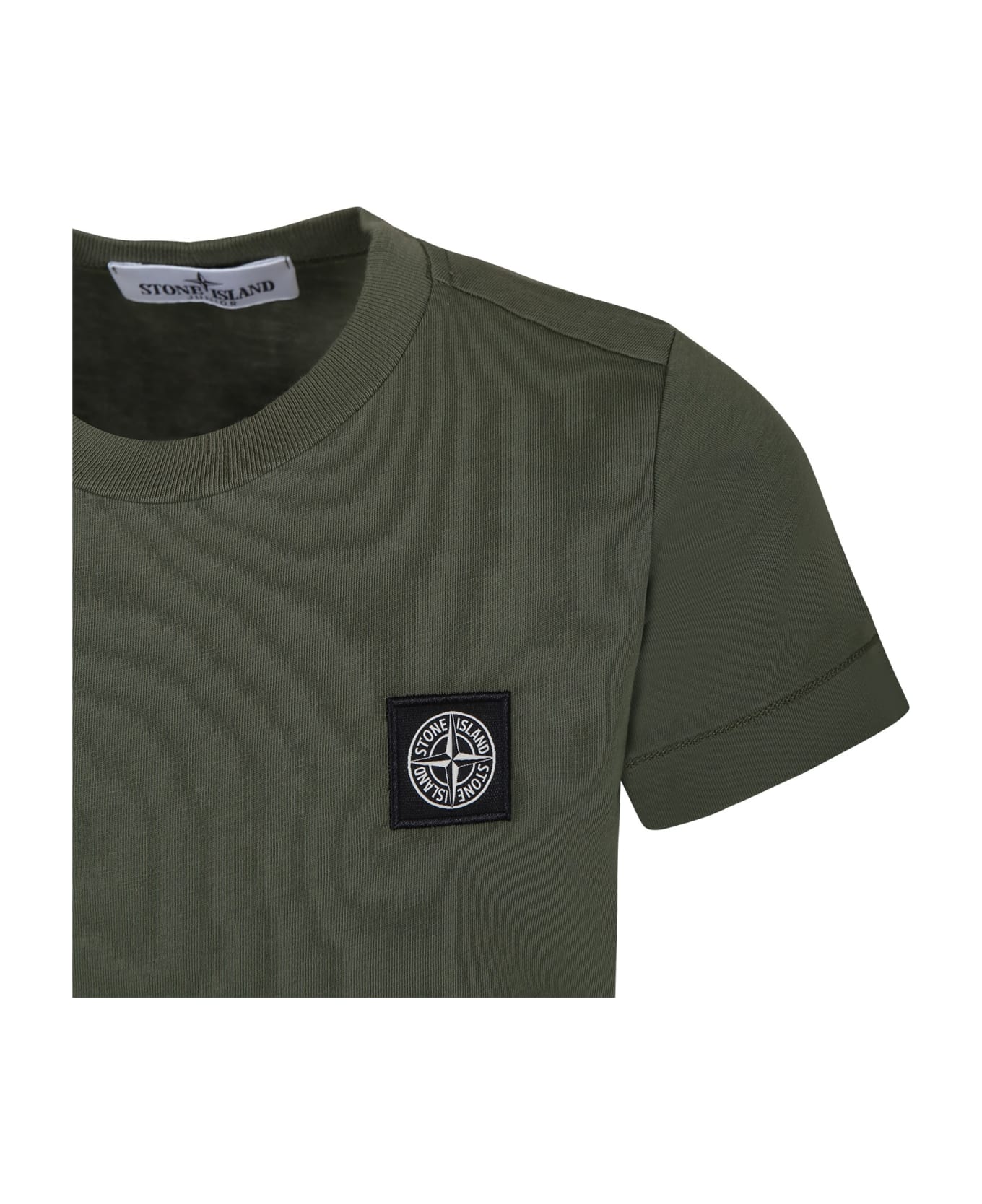 Stone Island Junior Green T-shirt For Boy With Logo - Verde