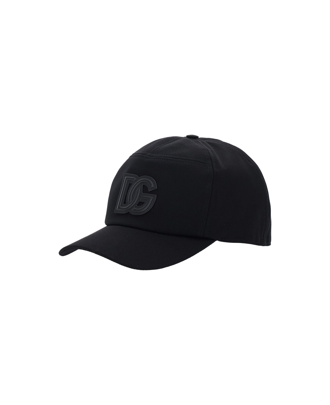 Dolce & Gabbana Black Baseball Cap With Logo Patch On The Front In Cotton Man - Black
