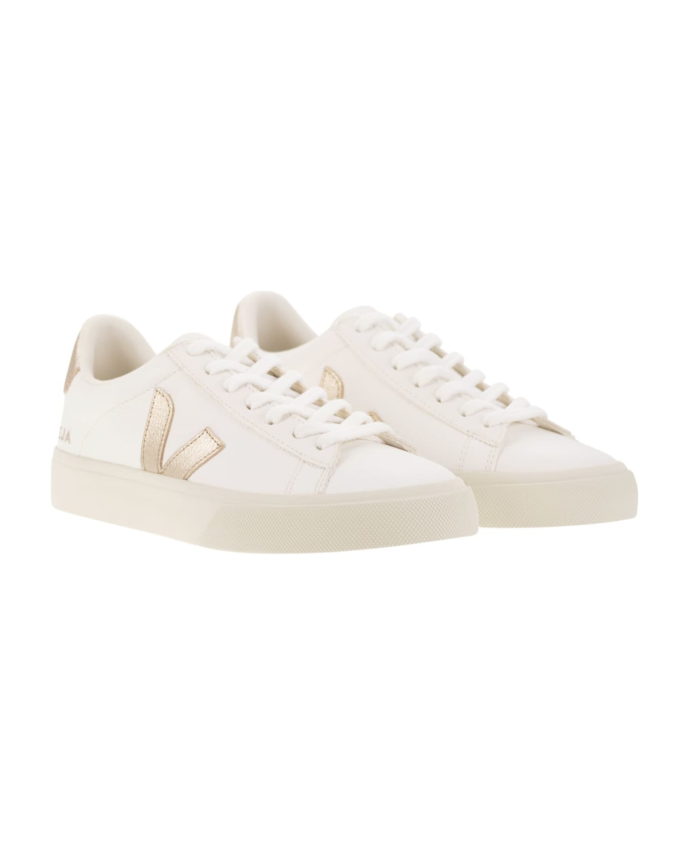 Veja Chromefree Leather Trainers - White/gold