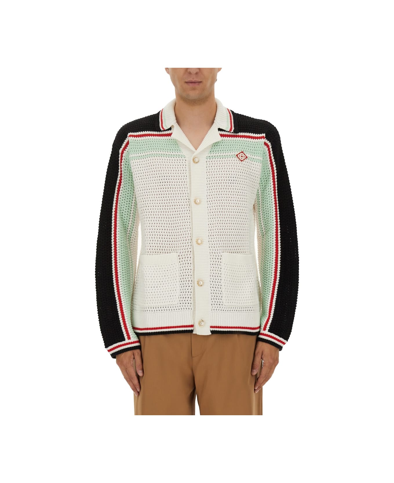 Casablanca Cotton Knit Tennis Shirt - BLACK