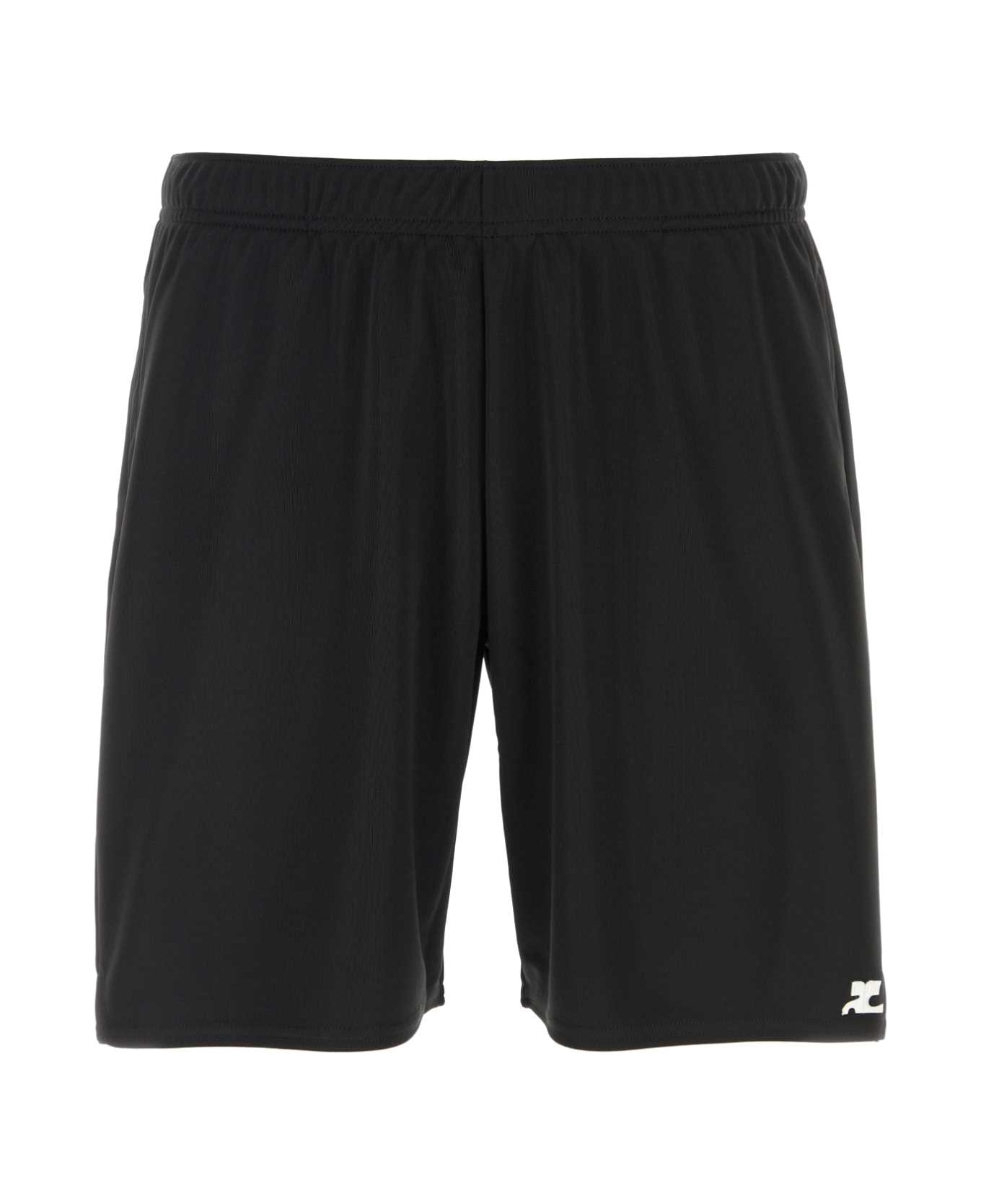 Courrèges Black Polyester Bermuda Shorts - Black