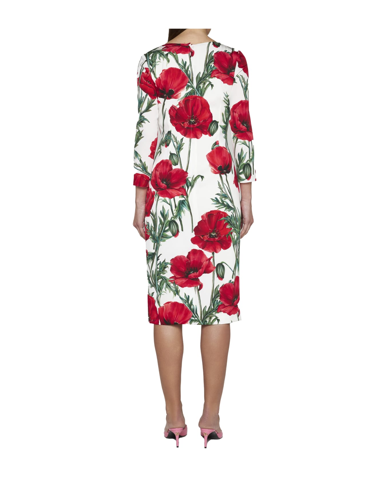 Dolce & Gabbana Floral Print Silk Sheath-dress - White ワンピース＆ドレス