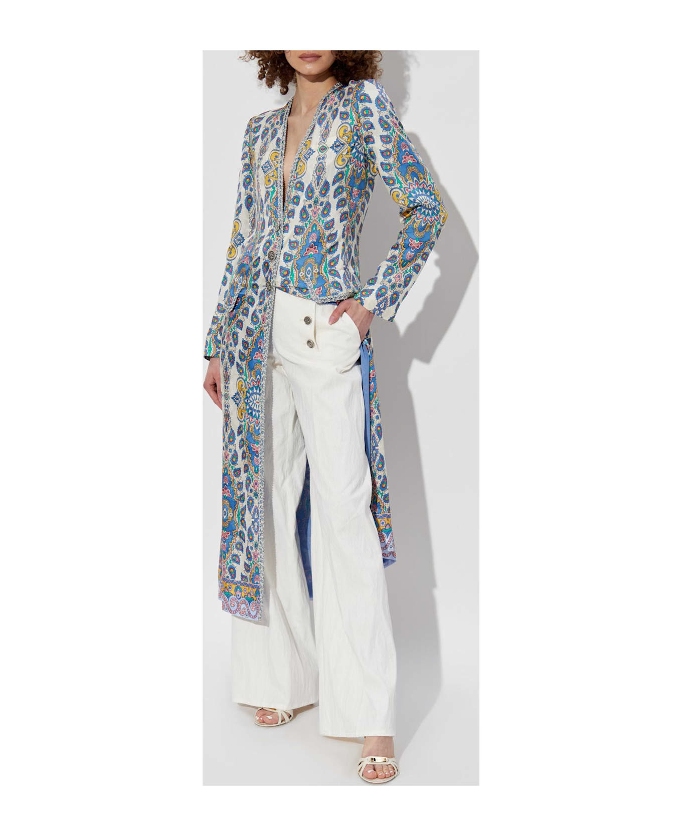 Etro Lightweight Paisley Print Coat - White