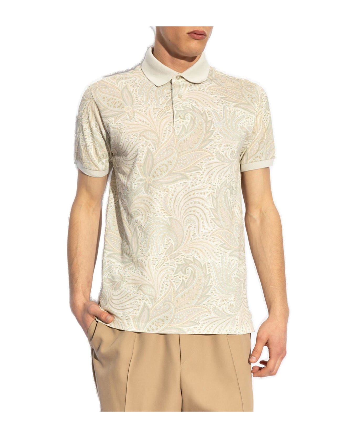 Etro Paisley Printed Polo Shirt - White