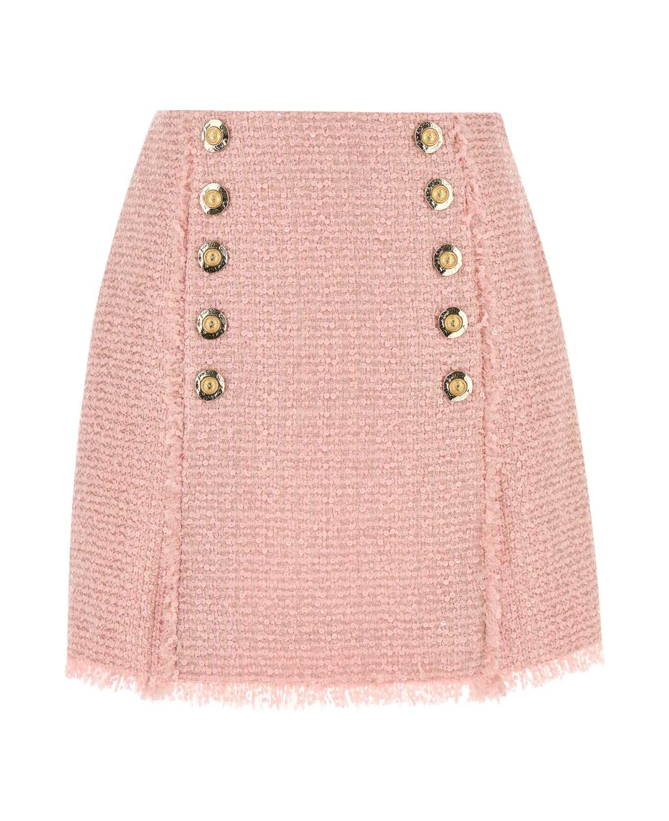 Balmain Pink Tweed Skirt - ROSE