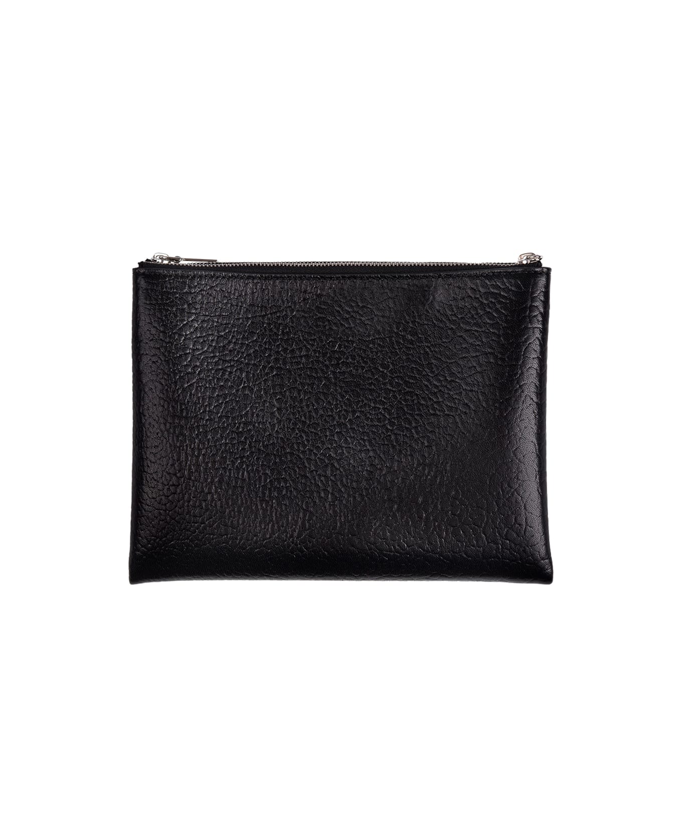 Alexander McQueen Black Hammered Leather Clutch Bag With Logo - Black