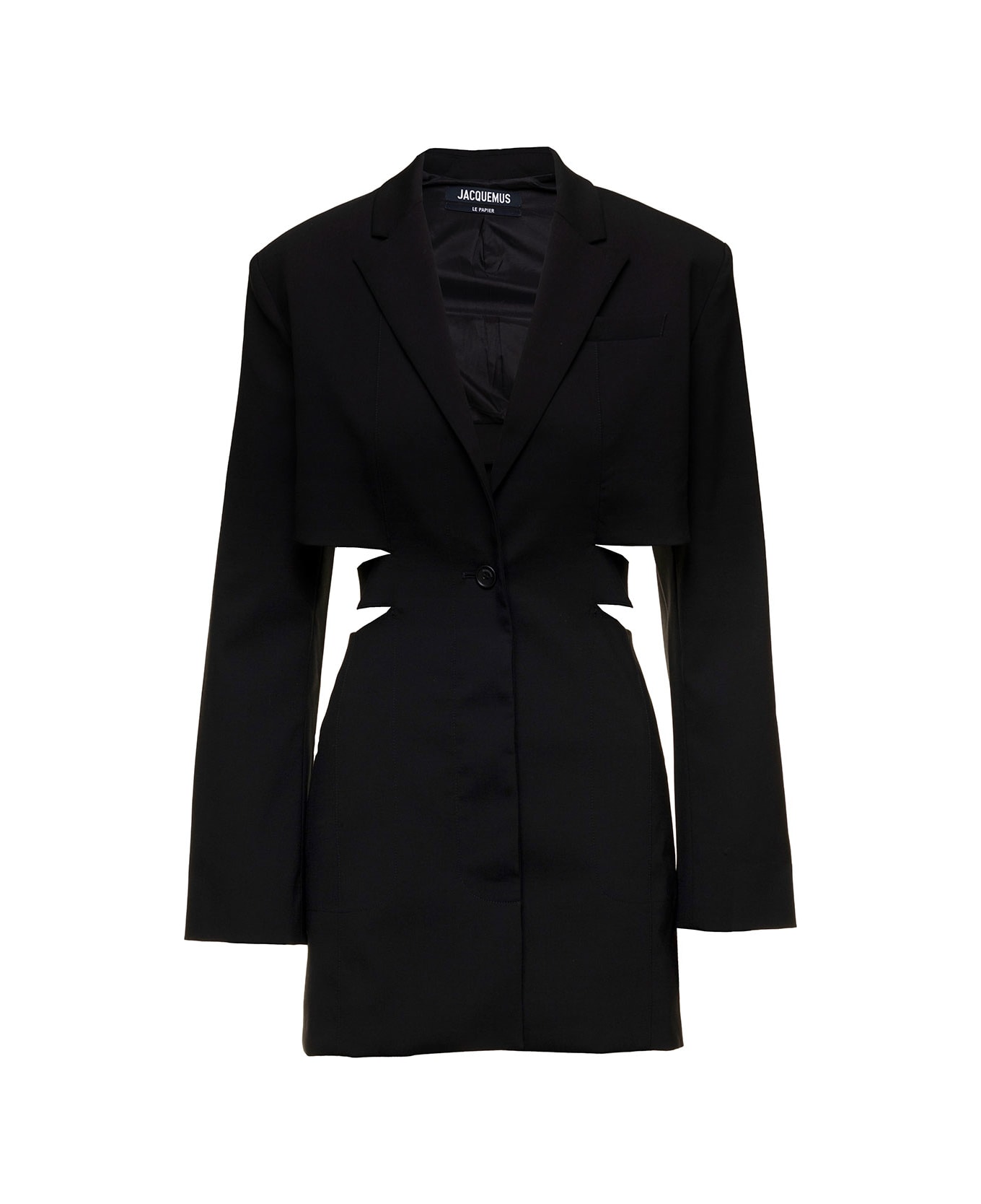 Jacquemus 'le Robe Bari' Black Blazer Mini Dress With Cut-out Detail In Wool Woman Jacquemus - Black