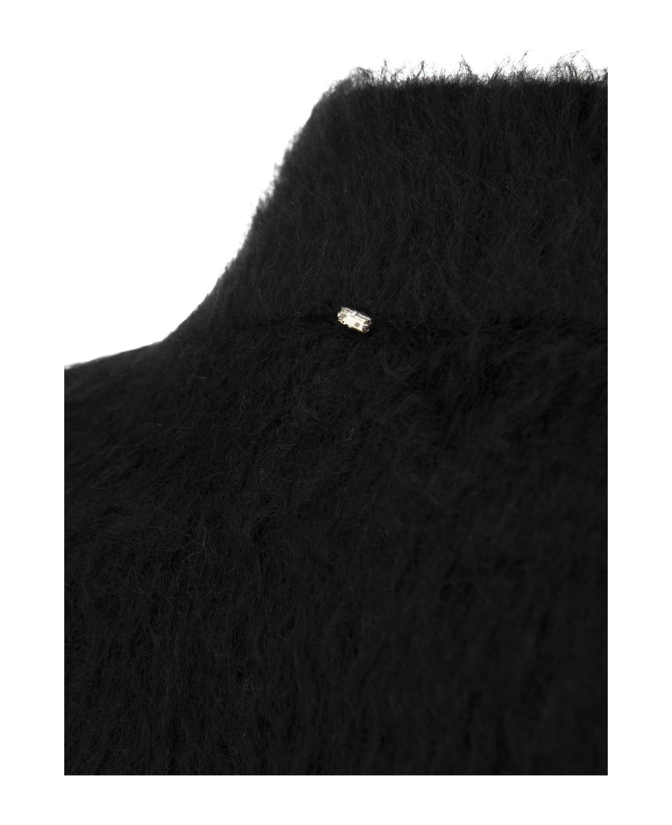 SportMax High-neck Cropped Sweater - BLACK