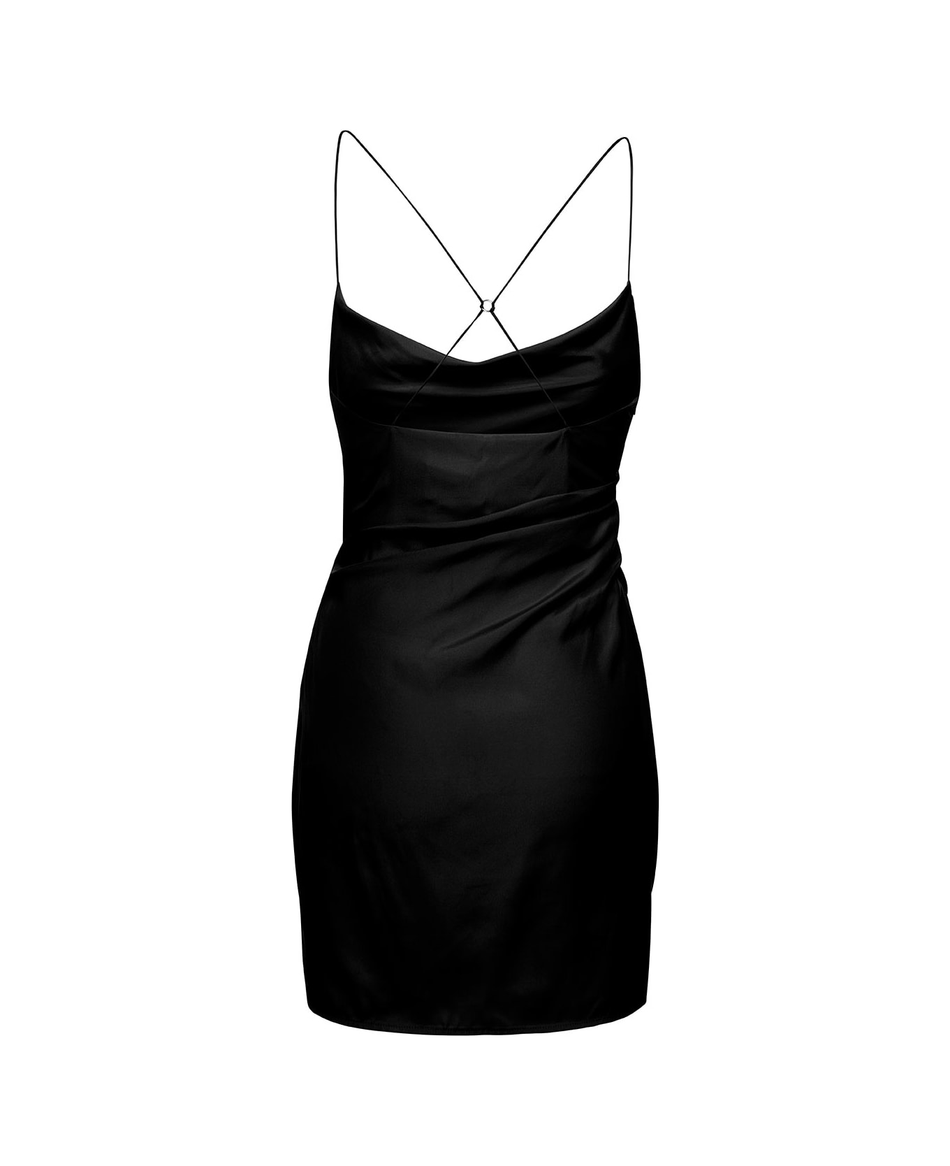 GAUGE81 'shiroi' Mini Black Dress With Draped Neckline In Silk Woman - Black