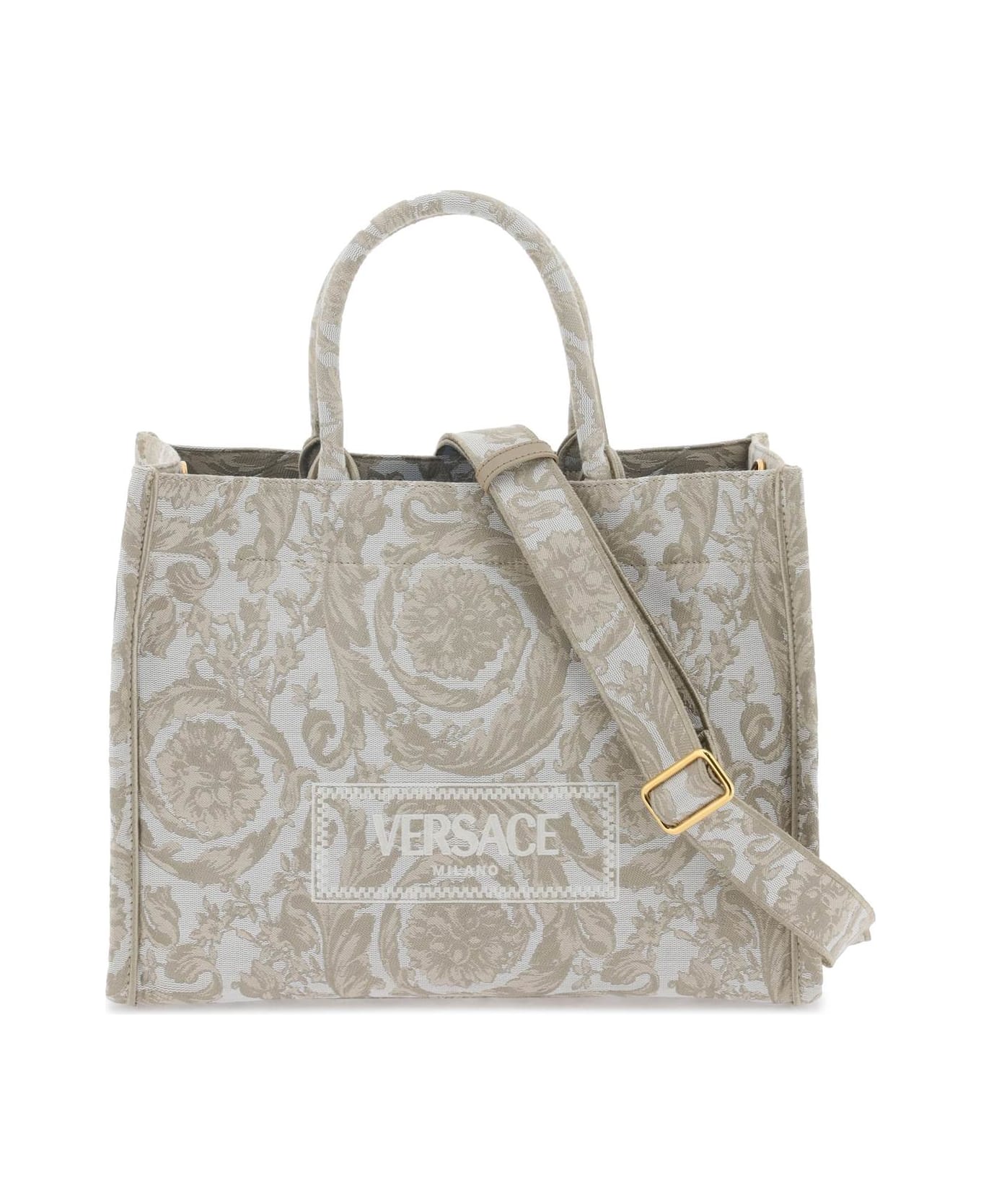 Versace Two-tone Fabric Bag - BEIGE BEIGE VERSACE GOLD