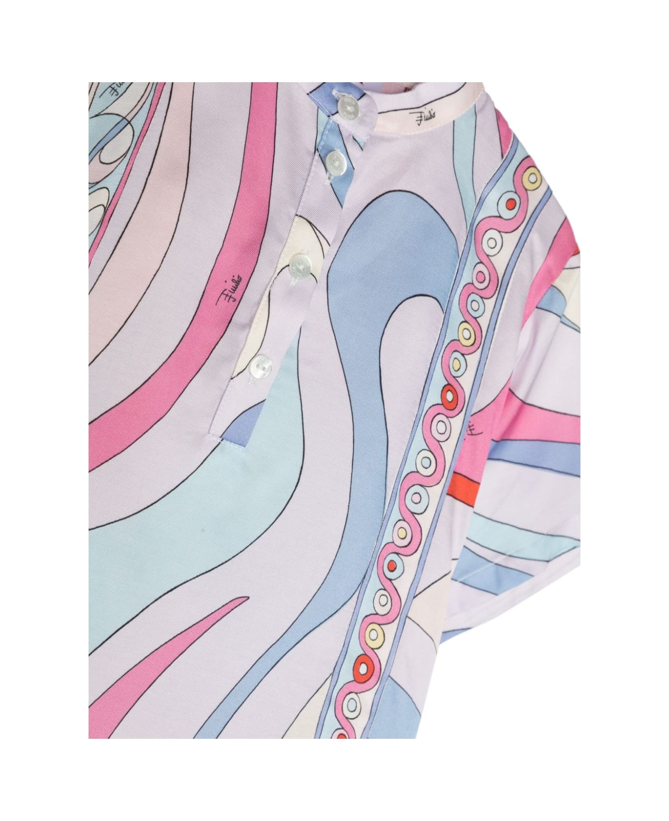 Pucci Short-sleeved Shirt With Light Blue/multicolour Iride Print - Blue