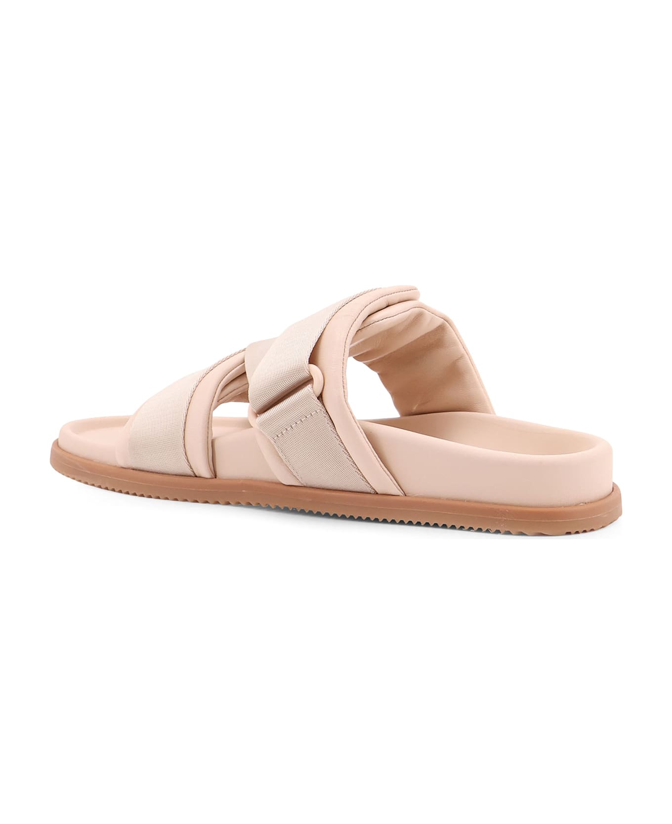 Moncler Mon Summer Leather Sandals With Nylon Details - Pink