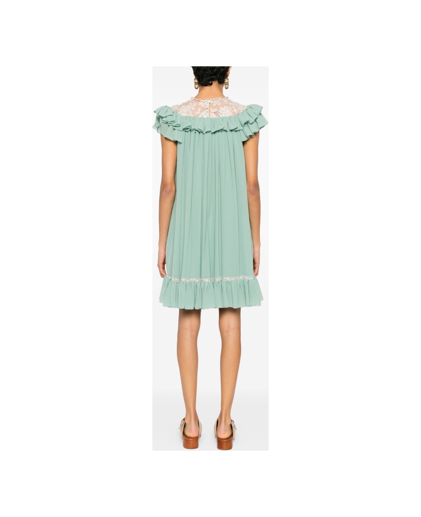 Chloé Silk Mini Dress - Green
