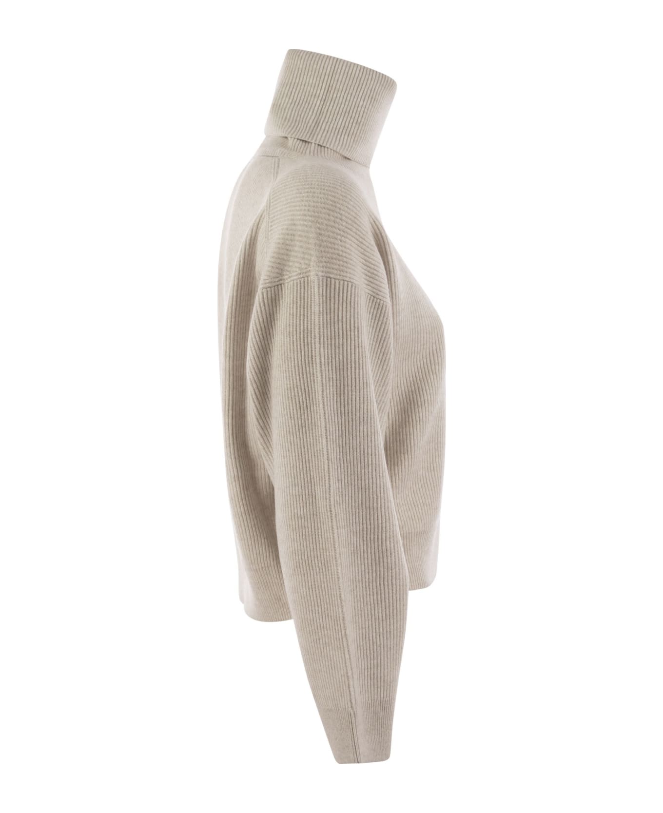 Brunello Cucinelli Ribbed Turtleneck Sweater - Pearl