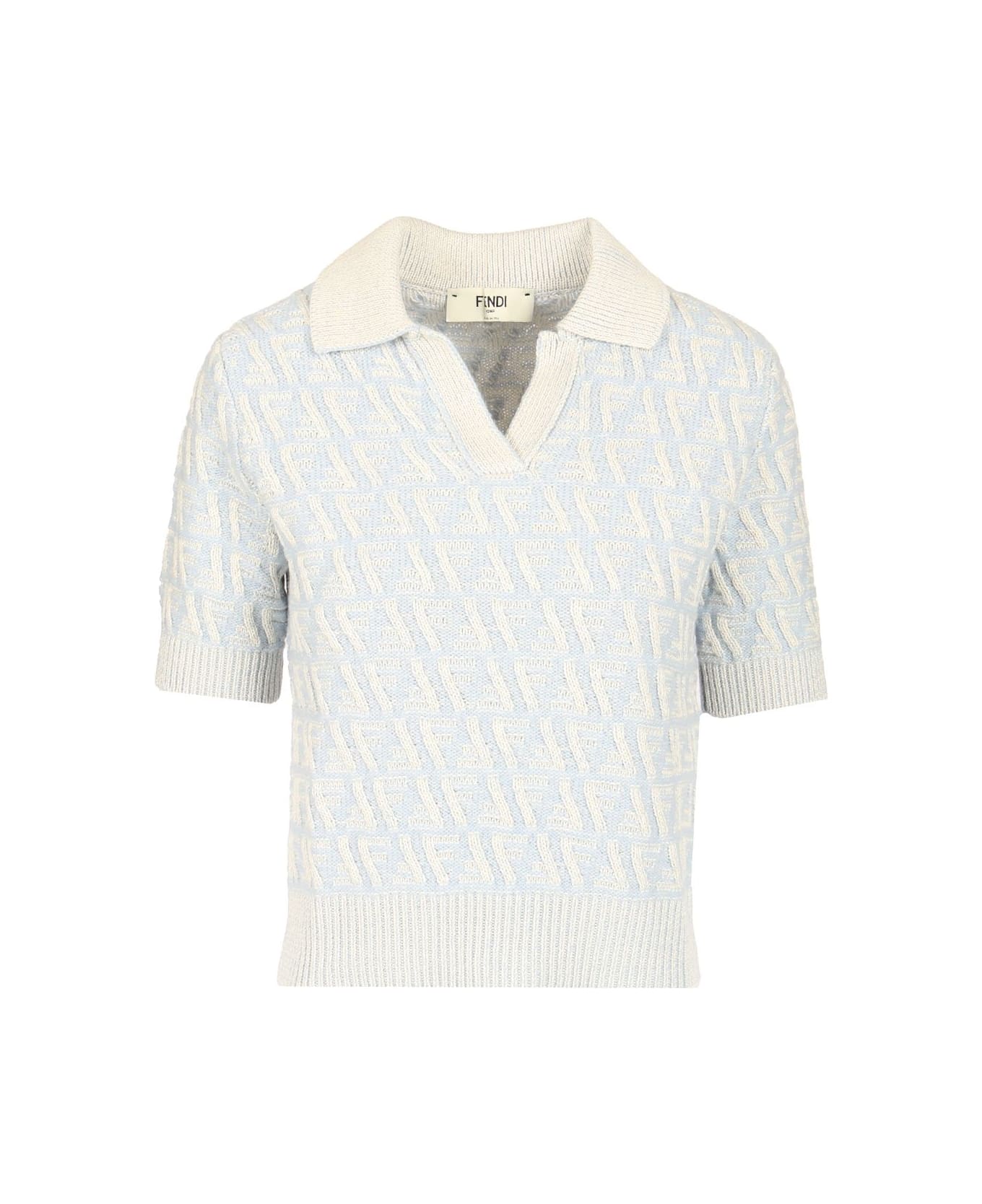 Fendi Short-sleeved Polo Shirt - Light blue