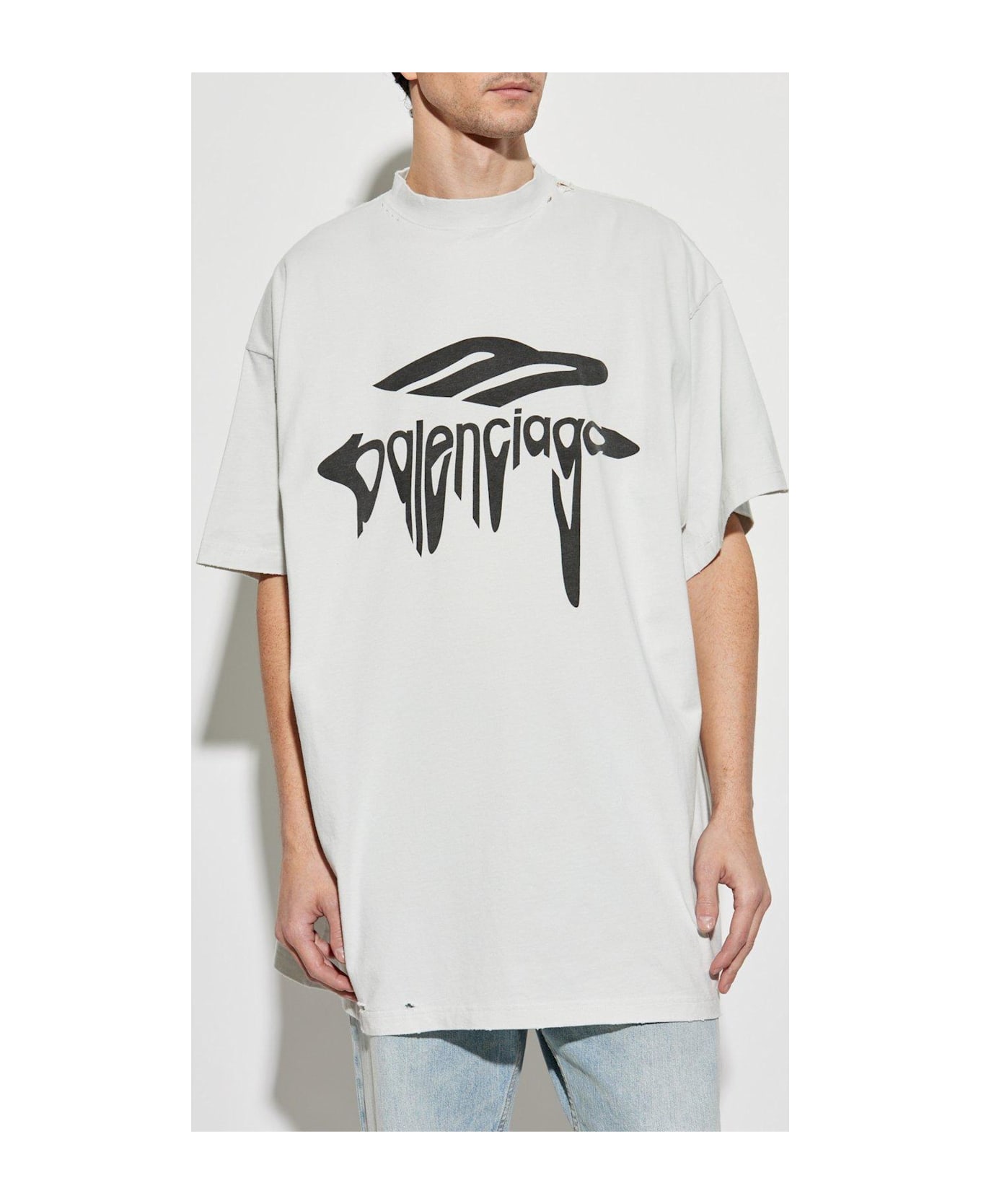 Balenciaga Light Grey Cotton Oversize T-shirt - DIRTYWHITEBLACK