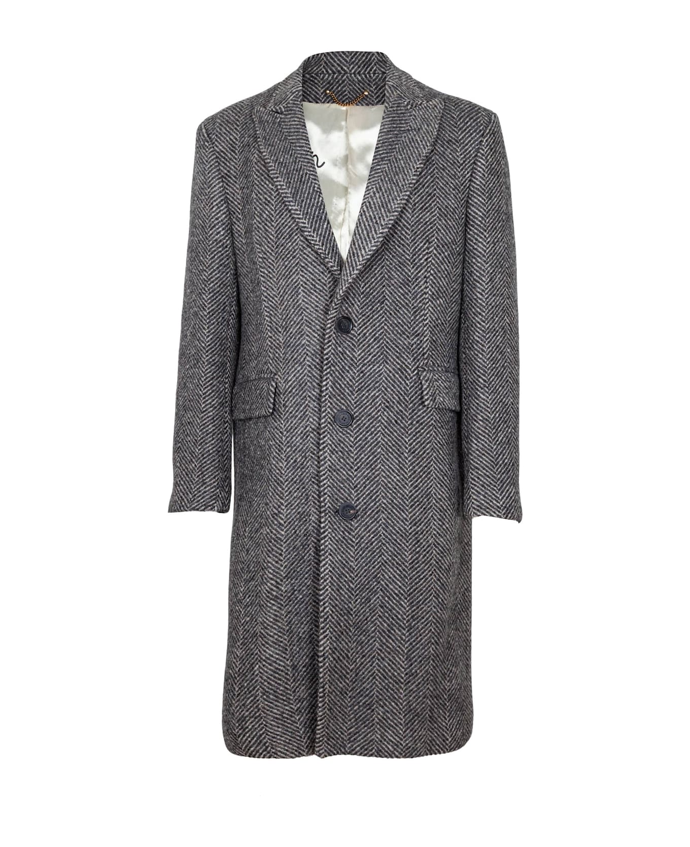 Golden Goose Wool Coat In Beige And Grey - BEIGE