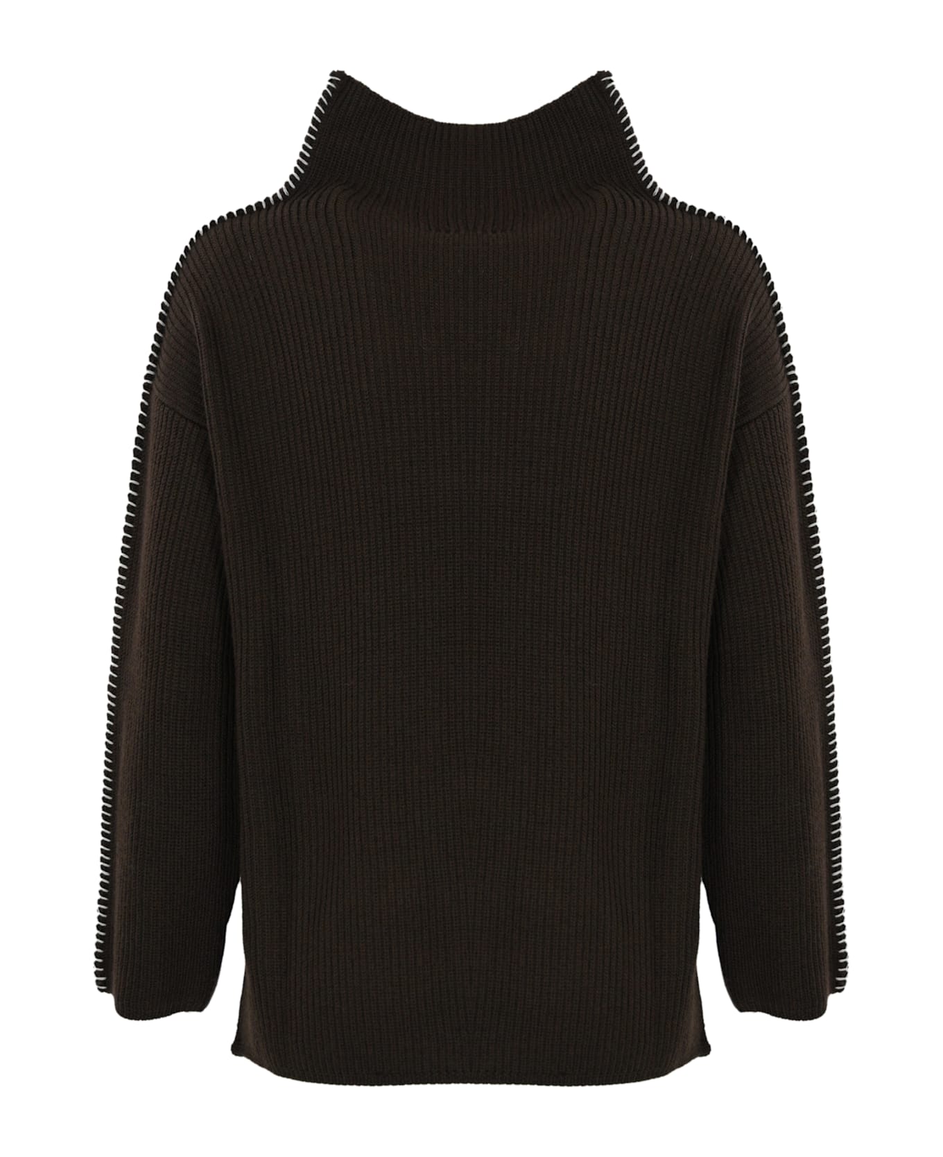 Max Mara Fanfara Boxy Sweater In Wool - Marrone