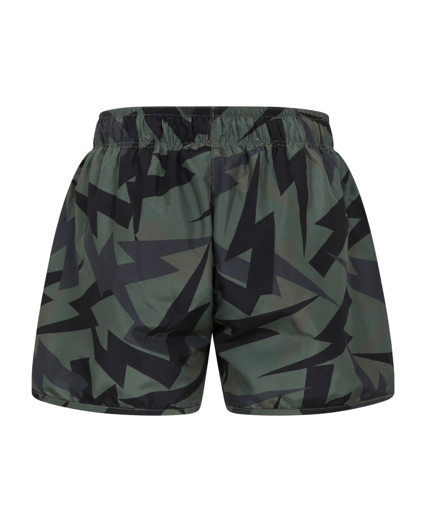 Neil Barrett Green Swim Boxer For Boy With Iconic Lightning Bolts - Multicolor