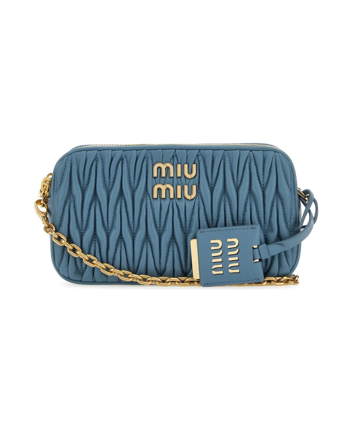 Miu Miu Teal Green Nappa Leather Mini Crossbody Bag - Blue