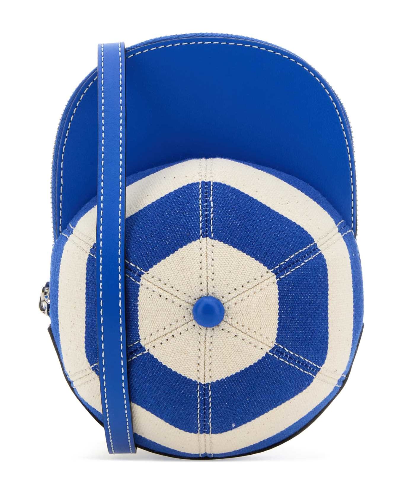 J.W. Anderson Embroidered Canvas And Leather Midi Cap Crossbody Bag - BLUEWHITE