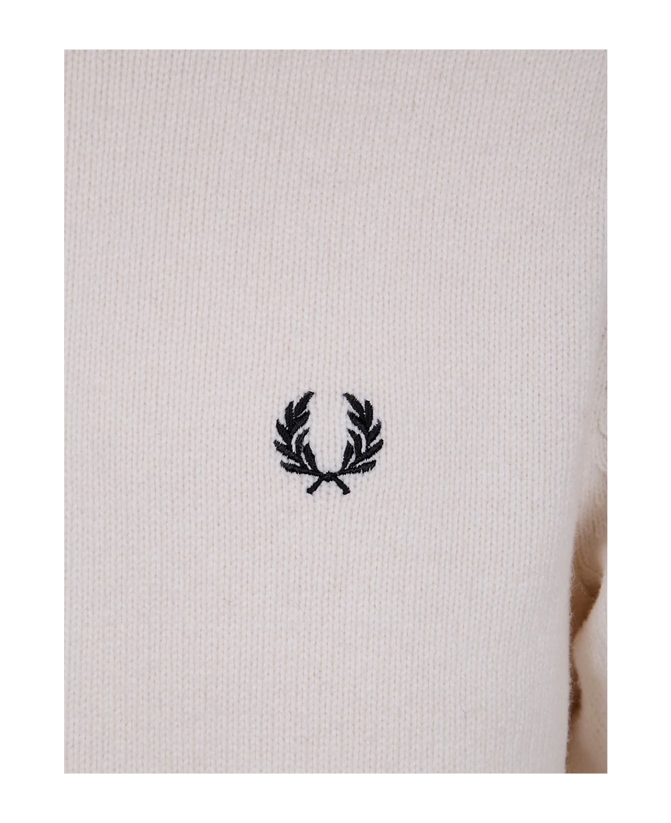 Fred Perry Chunky Rib Zip Through Cardigan - Ecru